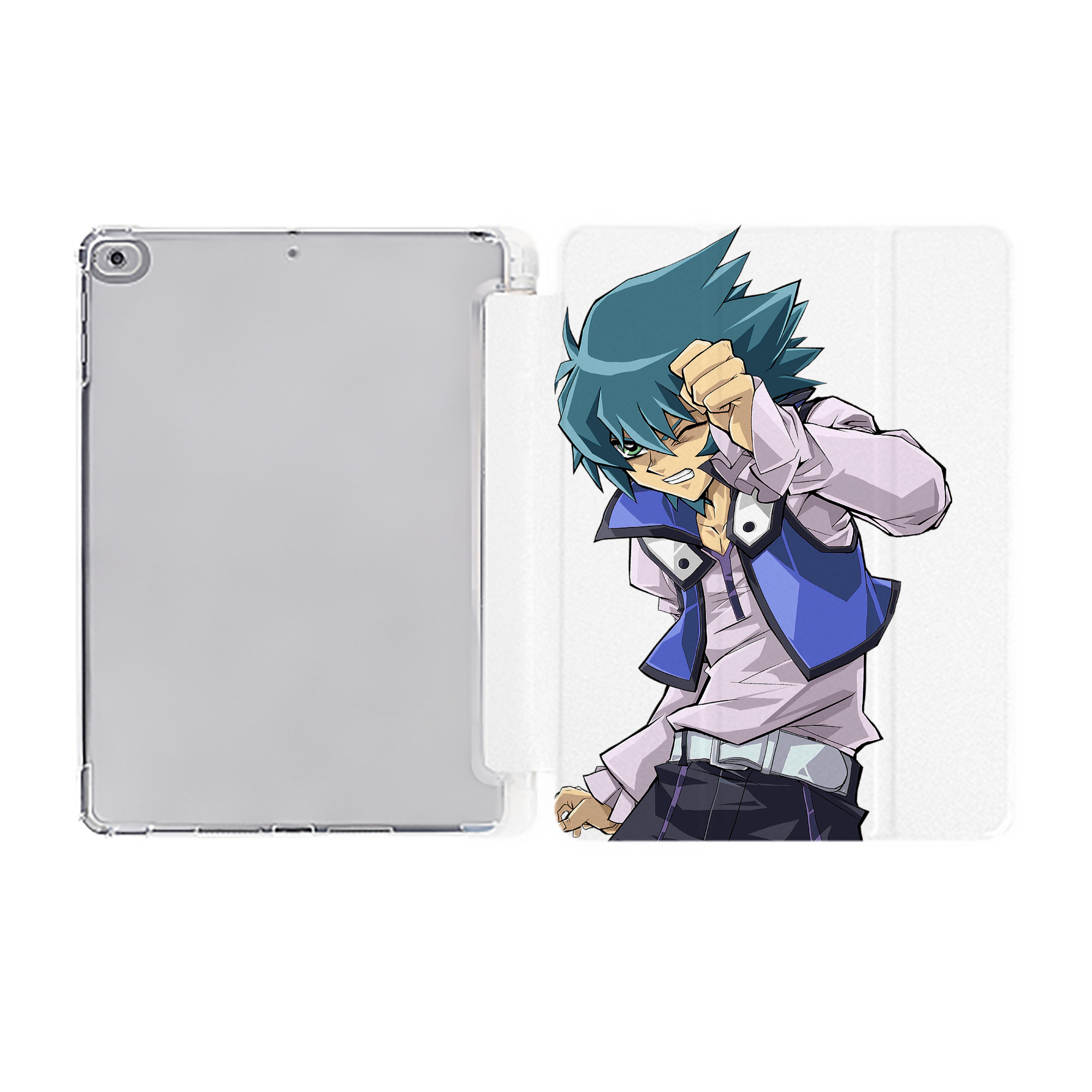 （画像用） 遊☆戯☆王 Yu-Gi-Oh! IPad ケース ペン収納付き 三つ折りスタンド PUレザー×シリコン 対応機種9.5/10.5/10.9インチ